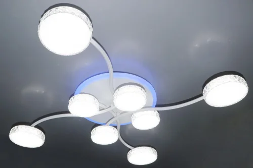 Люстра потолочная LED с пультом HIGH-TECH LED LAMPS 82015 Natali Kovaltseva белая на 1 лампа, основание белое в стиле хай-тек с пультом фото 8